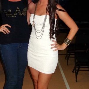 White Trac Strapless Dress